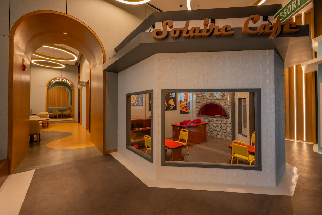 Solaire Resort North created Kids Club as a multi-level play area with top-of-the-line gaming consoles, recreation rooms, and the My Town area for pretend play.