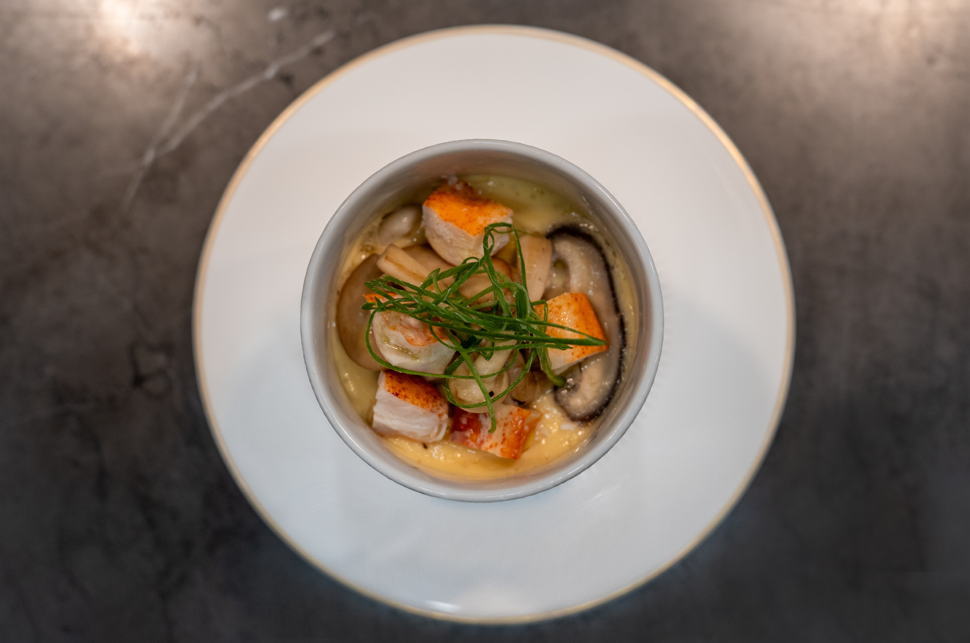 The refreshing Oyster dish with Ensui Uni, ponzu, and truffle snow.