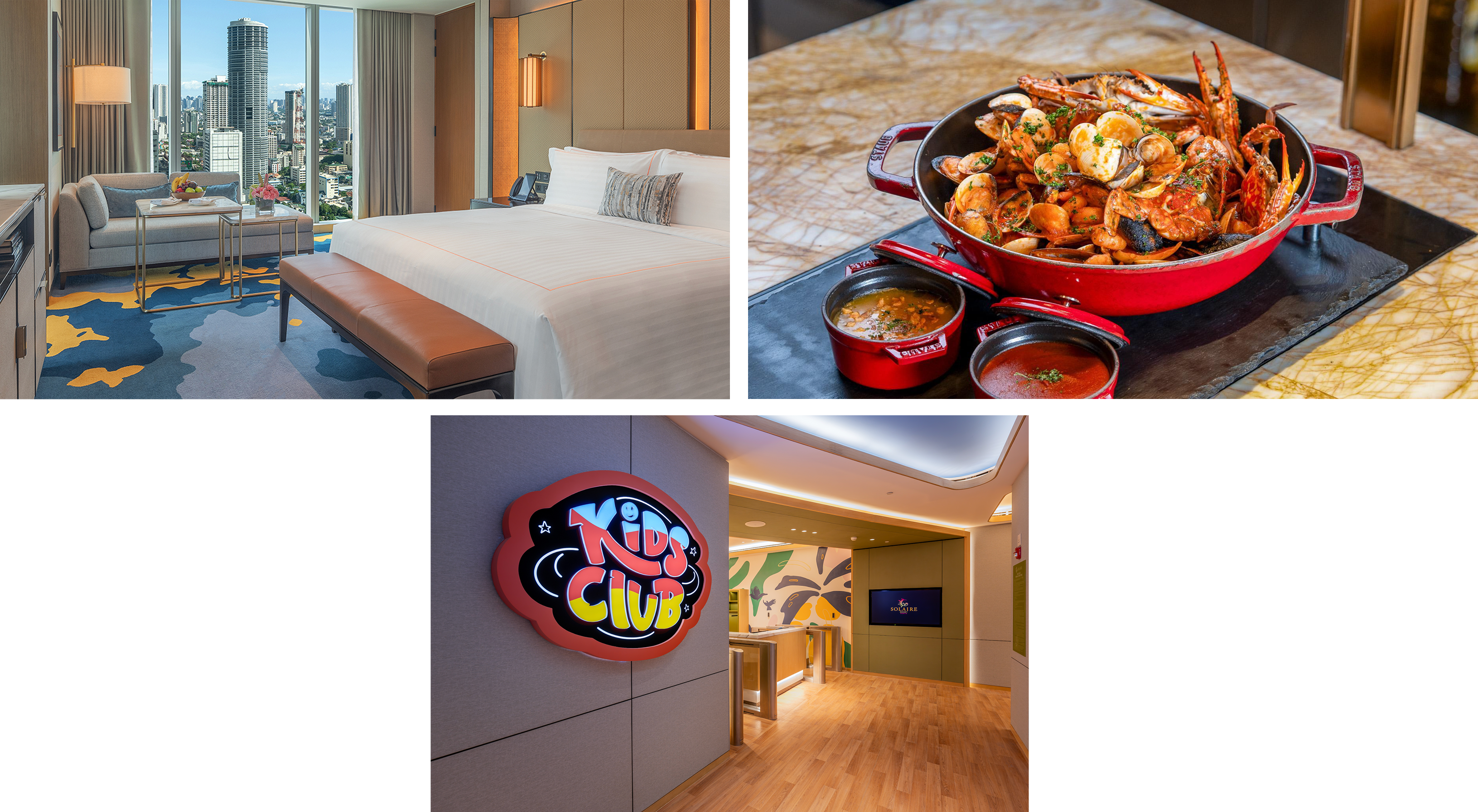 Kids Club at Solaire Resort North, Solaire Resort North’s Grand Deluxe Room, variation of Easter seafood spread and sides at Solaire Resort North restaurants