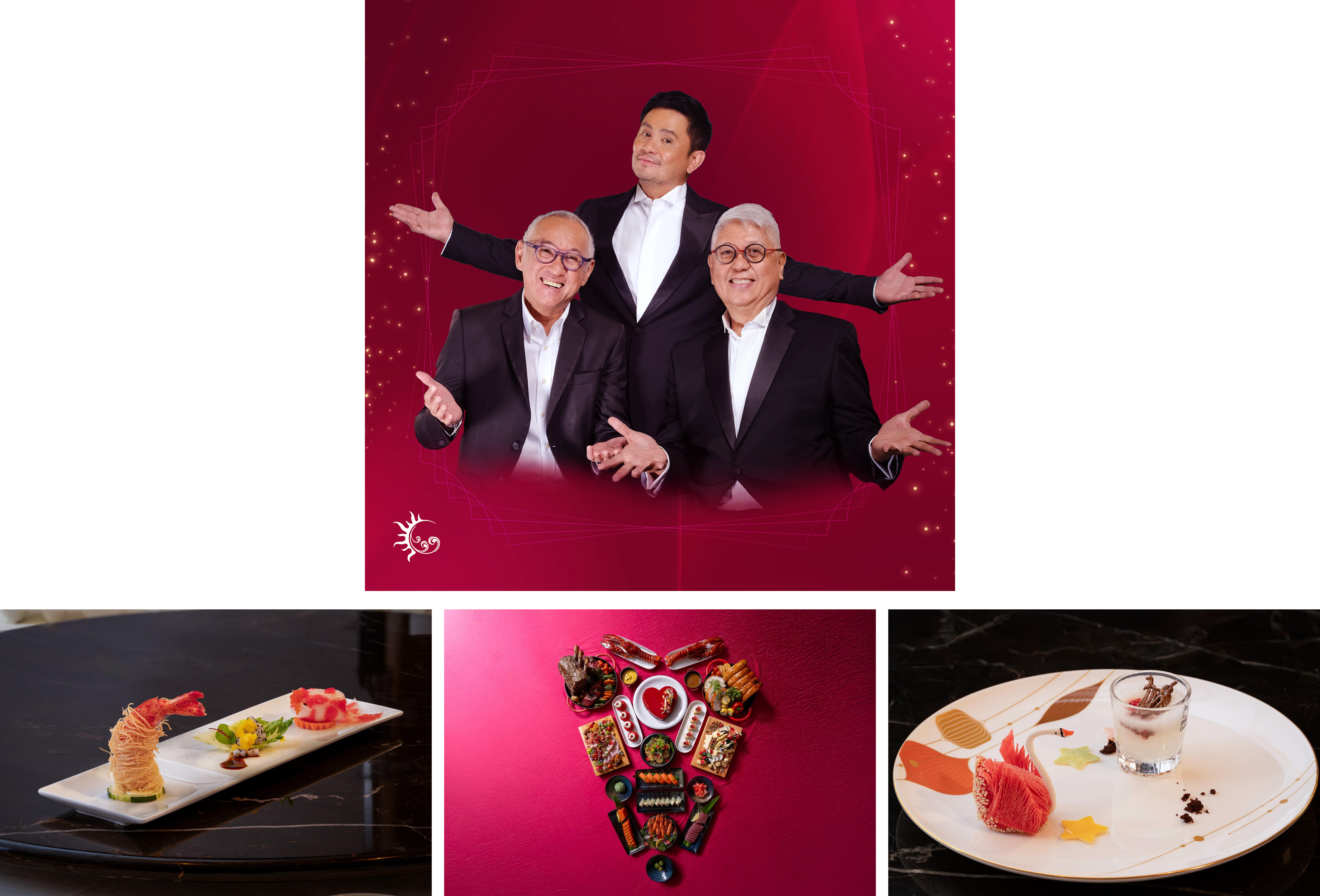 The official Original and Absolute Classics poster featuring Louie Ocampo, Ogie Alcasid, and Ryan Cayabyab; some of the delectable Valentine’s offerings from Red Lantern, and FRESH International Buffet at Solaire Resort North