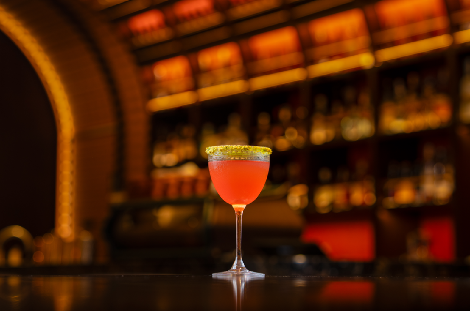 Start the tour strong with the familiar tastes of pistachios at Café Mangrove with the Pistachio Negroni