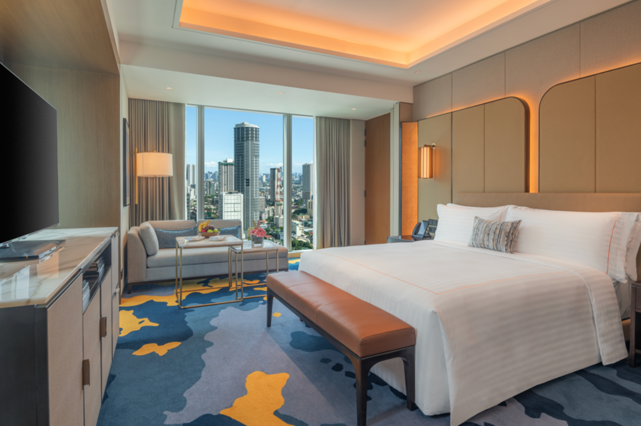he Grand Deluxe room at Solaire Resort North, showcasing 49sqm of comfort and luxury – just one of the many rooms to enjoy a delightful staycation