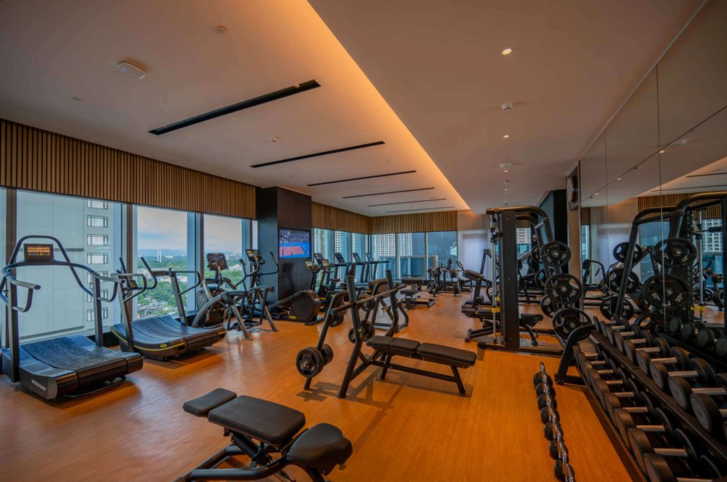 The Gym at Solaire Resort North is stocked with top-of-the-line equipment and machines.