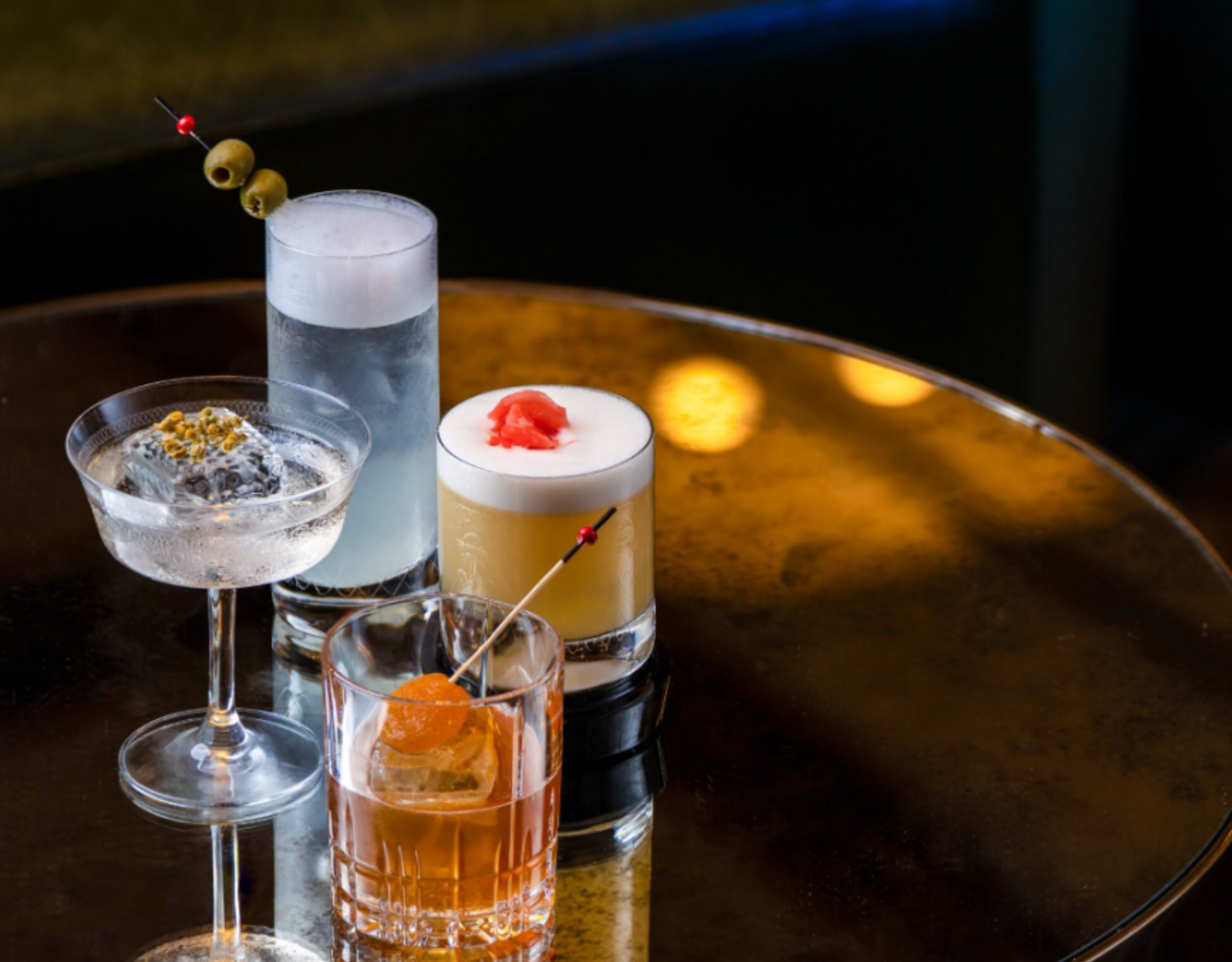 (From L-R) Rose Skies, Synodic Dew, Supernova, and Midgard – Classic Cocktails from Skybar’s menu, enhanced with a twist from the new Skybar Celestial Cocktails menu.