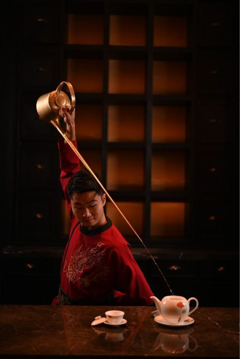 Master Harry Gu delights the diners at Red Lantern with a traditional performance art, the Chinese Kung Fu Tea Ceremony.