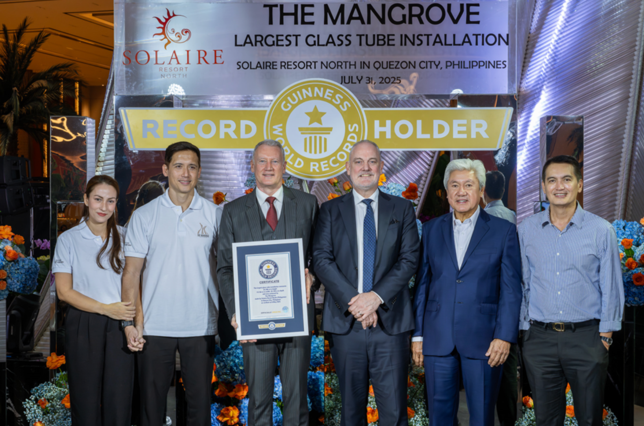 (From L-R) Vice Mayor Gian Sotto's wife Joy Sotto, Quezon City Vice Mayor Gian Sotto, President and Chief Operating Officer of Bloomberry Resorts Corp. Gregory Hawkins, Solaire Resort North Chief Operating Officer Damian Quayle, Bloomberry Resorts Corp. Vice Chairman of Construction and Regulatory Affairs Donato Almeda, Quezon City Third District Representative Franz Pumaren